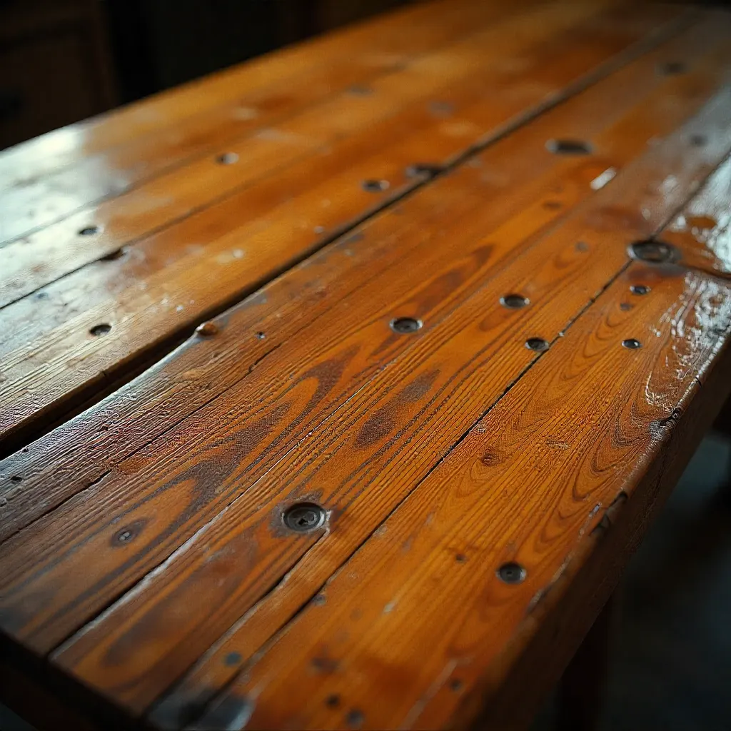 Antique wooden tabletop with natural finish